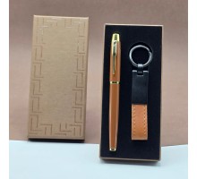 Deri Anahtarlık Ve Metal Kalem Seti