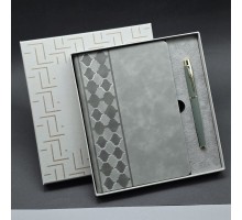 Kutulu Gri Defter Ve Metal Kalem Seti