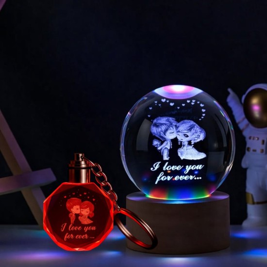 toptan-xml-dropshipping-Renk Değiştiren Sevgililer Temalı Cam Küre Ve Işıklı Kristal Anahtarlık