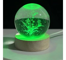 Ahşap Altlıklı Renk Değiştiren Usb li Cam Küre