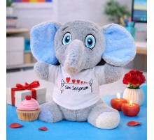 Seni Seviyorum Tişörtlü Peluş Oyuncak Fil