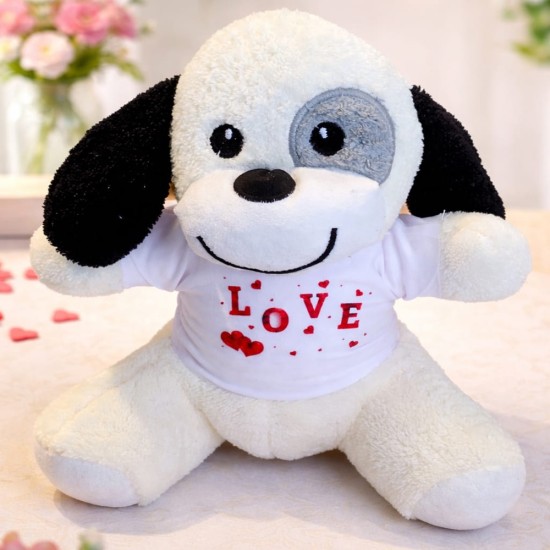 toptan-xml-dropshipping-Love Tişörtlü Sevimli Peluş Köpek