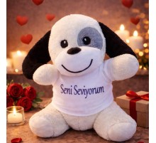 Seni Seviyorum Tişörtlü Sevimli Peluş Köpek