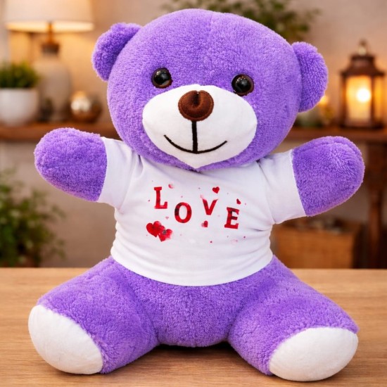 toptan-xml-dropshipping-Love Baskılı Tişörtlü Peluş Oyuncak Ayıcık