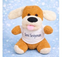 Seni Seviyorum Tişörtlü Sevimli Peluş Oyuncak Köpek