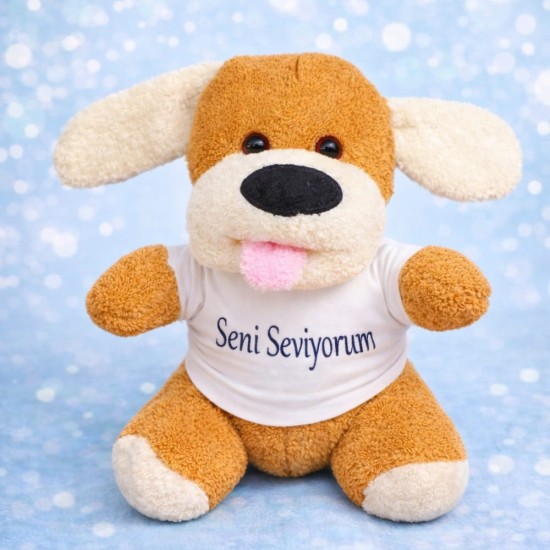 toptan-xml-dropshipping-Seni Seviyorum Tişörtlü Sevimli Peluş Oyuncak Köpek