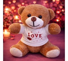 Love Baskılı Tişörtlü Kahverengi Ayıcık