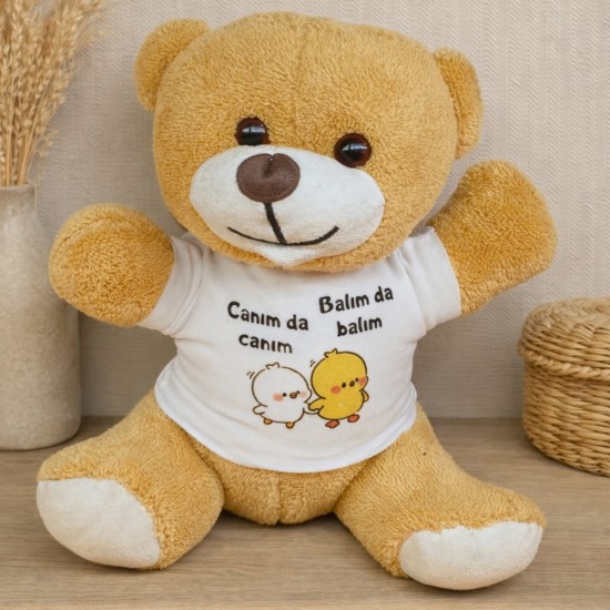 toptan-xml-dropshipping-Canım Da Canım Balım Da Balım Tişörtlü Peluş Ayıcık