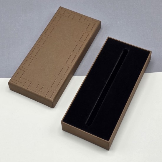 toptan-xml-dropshipping-Kahverengi Özel Motifli Lüks Kalem Kutusu