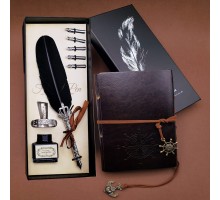 Tüylü Kalem ve Deri Defter Set 646