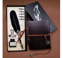 Tüylü Kalem ve Deri Defter Set 646