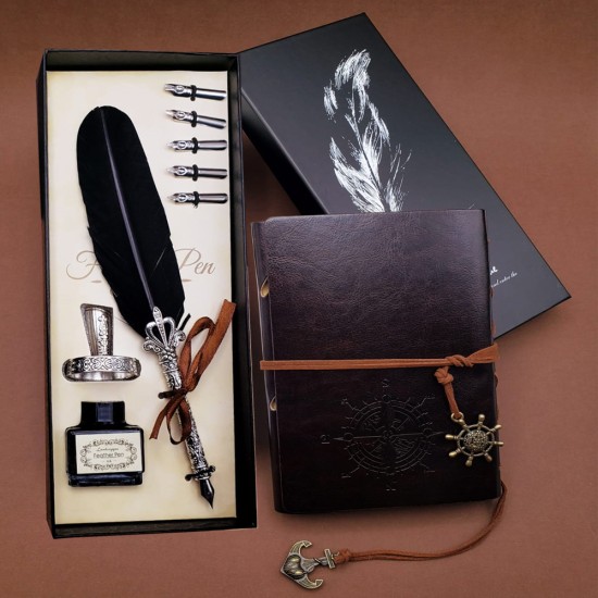 toptan-xml-dropshipping-Tüylü Kalem ve Deri Defter Set 646