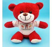 Sevimli Çiftler Tişörtlü Kırmızı Ayı