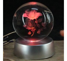 Renk Değiştiren Işıklı Cam Küre Gül