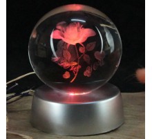 Renk Değiştiren Işıklı Cam Küre Gül