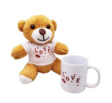 Love Baskılı Kahverengi Ayıcık Ve Kupa Seti