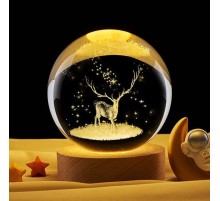 Ahşap Altlıklı Geyik Tasarımlı Usb li Cam Küre