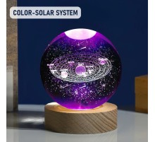 Ahşap Altlıklı Gezegen Cam Küre RGB