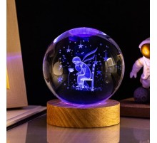 Ahşap Altlıklı Renk Değiştiren Cam Küre Küçük Prens RGB