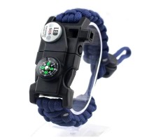 Pusula,Fenerli Yüksek Desibel Düdüklü Hayatta Kalma Kamp Bilekliği - MAVİ