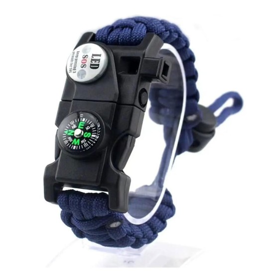 toptan-xml-dropshipping-Pusula,Fenerli Yüksek Desibel Düdüklü Hayatta Kalma Kamp Bilekliği - MAVİ