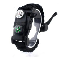 Pusula,Fenerli Yüksek Desibel Düdüklü Hayatta Kalma Kamp Bilekliği - SİYAH