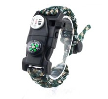 Pusula,Fenerli Yüksek Desibel Düdüklü Hayatta Kalma Kamp Bilekliği - KARIŞIK YEŞİL