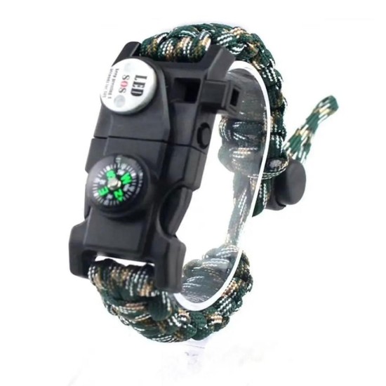 toptan-xml-dropshipping-Pusula,Fenerli Yüksek Desibel Düdüklü Hayatta Kalma Kamp Bilekliği - KARIŞIK YEŞİL