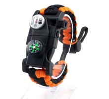 Pusula,Fenerli Yüksek Desibel Düdüklü Hayatta Kalma Kamp Bilekliği - TURUNCU