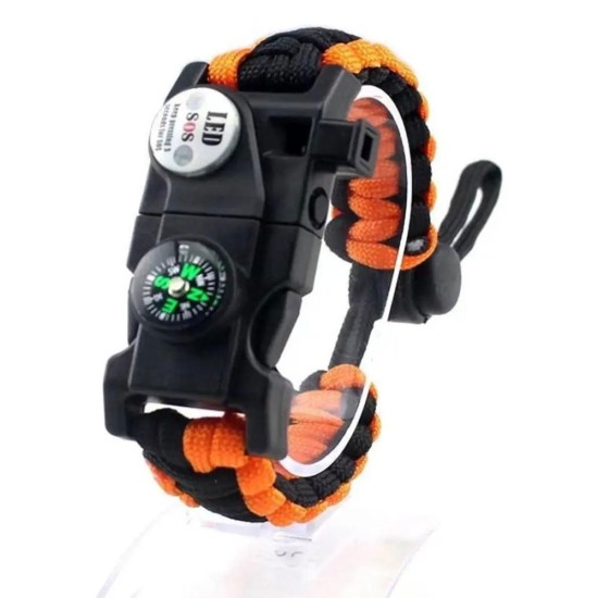 toptan-xml-dropshipping-Pusula,Fenerli Yüksek Desibel Düdüklü Hayatta Kalma Kamp Bilekliği - TURUNCU