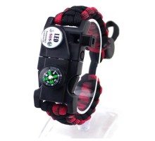 Pusula,Fenerli Yüksek Desibel Düdüklü Hayatta Kalma Kamp Bilekliği - KIRMIZI