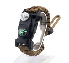 Pusula,Fenerli Yüksek Desibel Düdüklü Hayatta Kalma Kamp Bilekliği - KAHVERENGİ