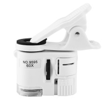 60X Mini Cep Telefonu Için Mandallı Mikroskop Uv Ledli Büyüteç Model AL2431