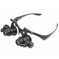 Gözlük Modeli 10X 15X 20X 25X Lens 2 Led Işıklı Büyüteç 9892G