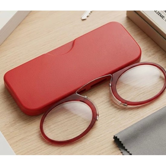 Burun Üstü Mini Sapsız 2.5x Gözlük Büyüteç - Kırmızı