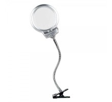 2.5 X 130 MM 5X24 MM LED Aydınlatmalı Büyüteç Masa üstü Metal Hortum Mandallı MG15124-C