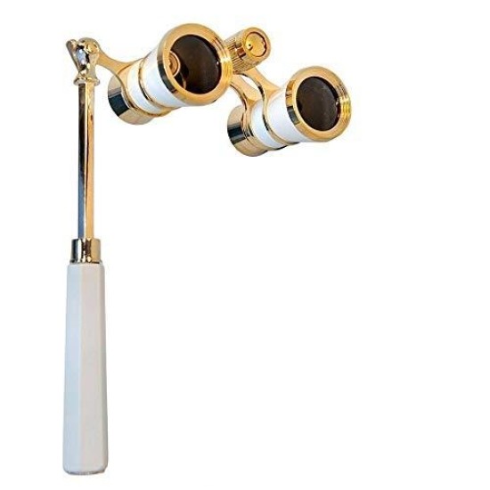 toptan-xml-dropshipping-3x25 Nefis Işlemeli Tiyatro - Opera Dürbünü Prinç Metal Kaplamalı Retro Beyaz