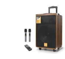 Bluetooth Hoparlör Fm Radyo 12 Inç Usb Tf Aux Çift Mikrofonlu Kumandalı - Ahşap BQ12