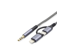 Type-C + Lightning To 3.5 Mm Ses Kablosu - Siyah GJ-027