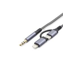 Type-C + Lightning To 3.5 Mm Ses Kablosu - Siyah GJ-027