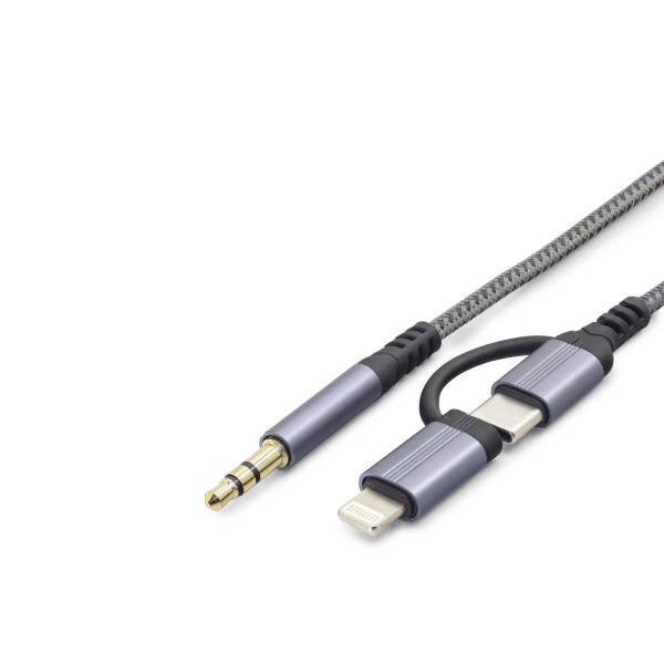 toptan-xml-dropshipping-Type-C + Lightning To 3.5 Mm Ses Kablosu - Siyah GJ-027