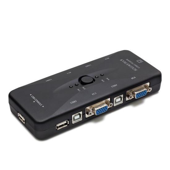 toptan-xml-dropshipping-Vga Usb Kvm Swıtch 4 In 1 Out + 4 Port Usb Console - Sıyah HD230
