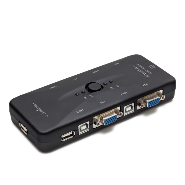 toptan-xml-dropshipping-Vga Usb Kvm Swıtch 4 In 1 Out + 4 Port Usb Console - Sıyah HD230