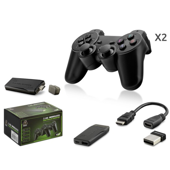 toptan-xml-dropshipping-Retro Oyun Stick Hdmi Çift Gamepad Seti 2.4G Kablosuz - Siyah HD327
