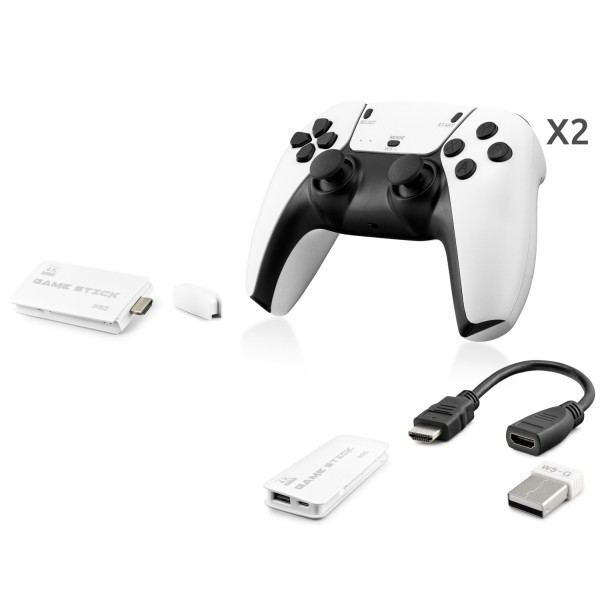 toptan-xml-dropshipping-Retro Oyun Stick Hdmi Çift Gamepad Seti 2.4G Kablosuz - Beyaz HD330