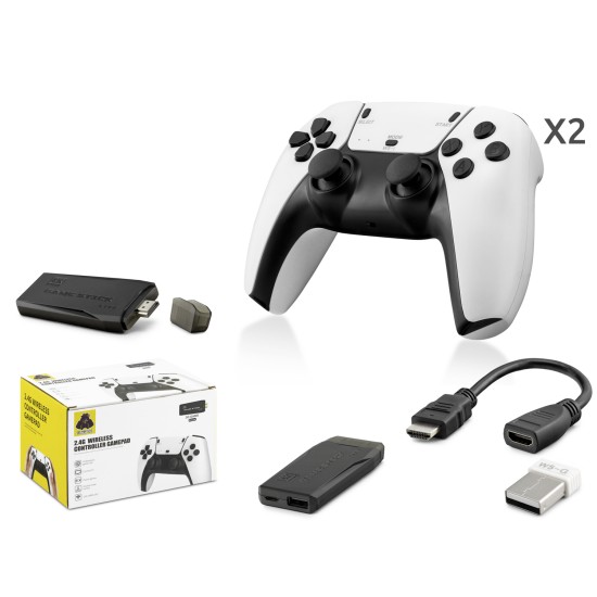 toptan-xml-dropshipping-Retro Oyun Stick Hdmi Çift Gamepad Seti 2.4G Kablosuz - Beyaz HD331