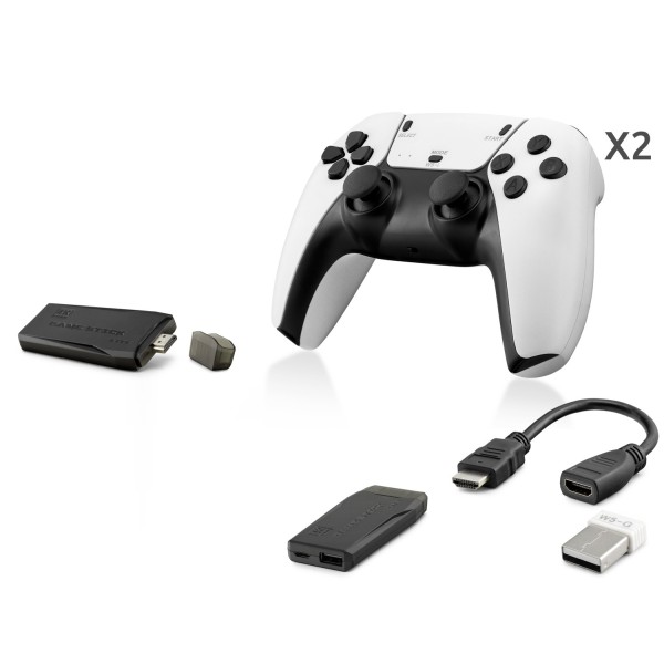 toptan-xml-dropshipping-Retro Oyun Stick Hdmi Çift Gamepad Seti 2.4G Kablosuz - Beyaz HD331