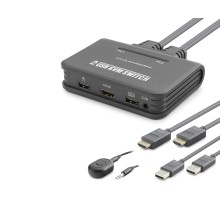 Hdmi Usb Kvm Switch 2 Port Hdmi 2 Port Usb Dahili Kablolu - Siyah HDX1361