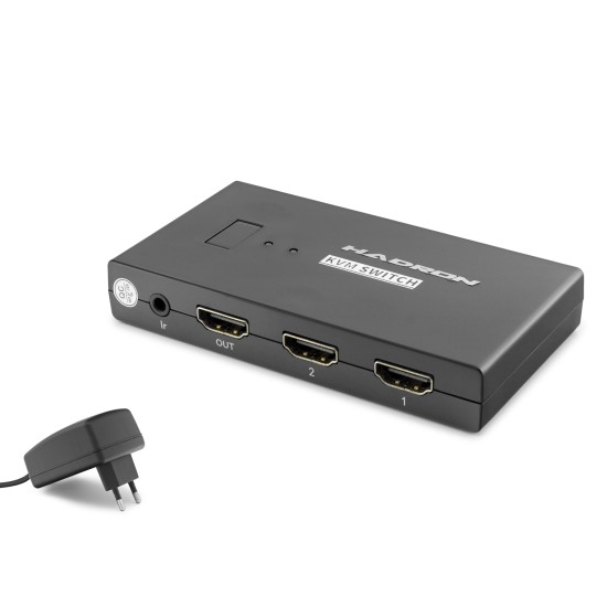toptan-xml-dropshipping-Hdmi Usb Kvm Switch 2 Port Hdmi 4 Port Usb Dahili Kablolu - Siyah HDX1373