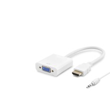 Hdmi To Vga Dişi Ses Çıkışlı Görüntü Dönüştürücü 1080P - Beyaz HDX2019B